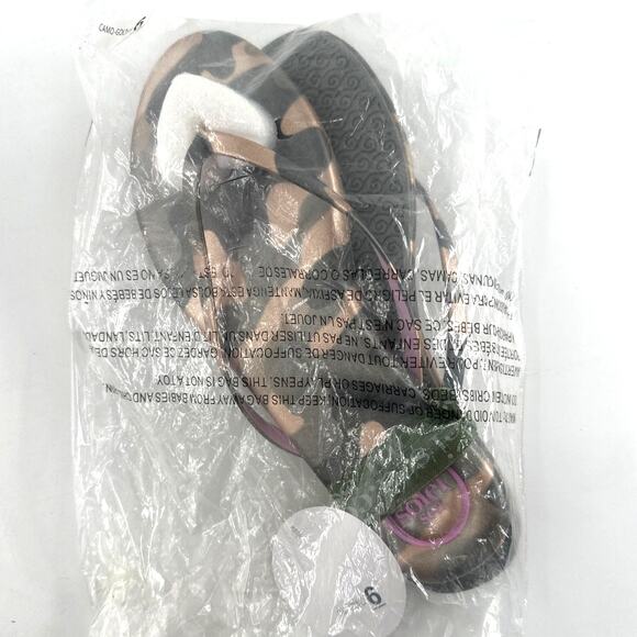 Solei Sea Women's Metallic Gold & Lilac Indie Camo Flip Flop Sandals Size 6 - Picture 3 of 10